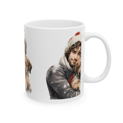 Christmas Cozy Man with Puppy Ceramic Mug 11oz   Item #811398
