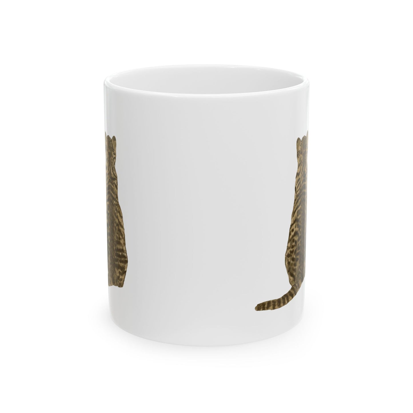 Striped Tabby Cat Ceramic Mug — Cute Cat Lover Coffee Cup 11oz   Item #1013