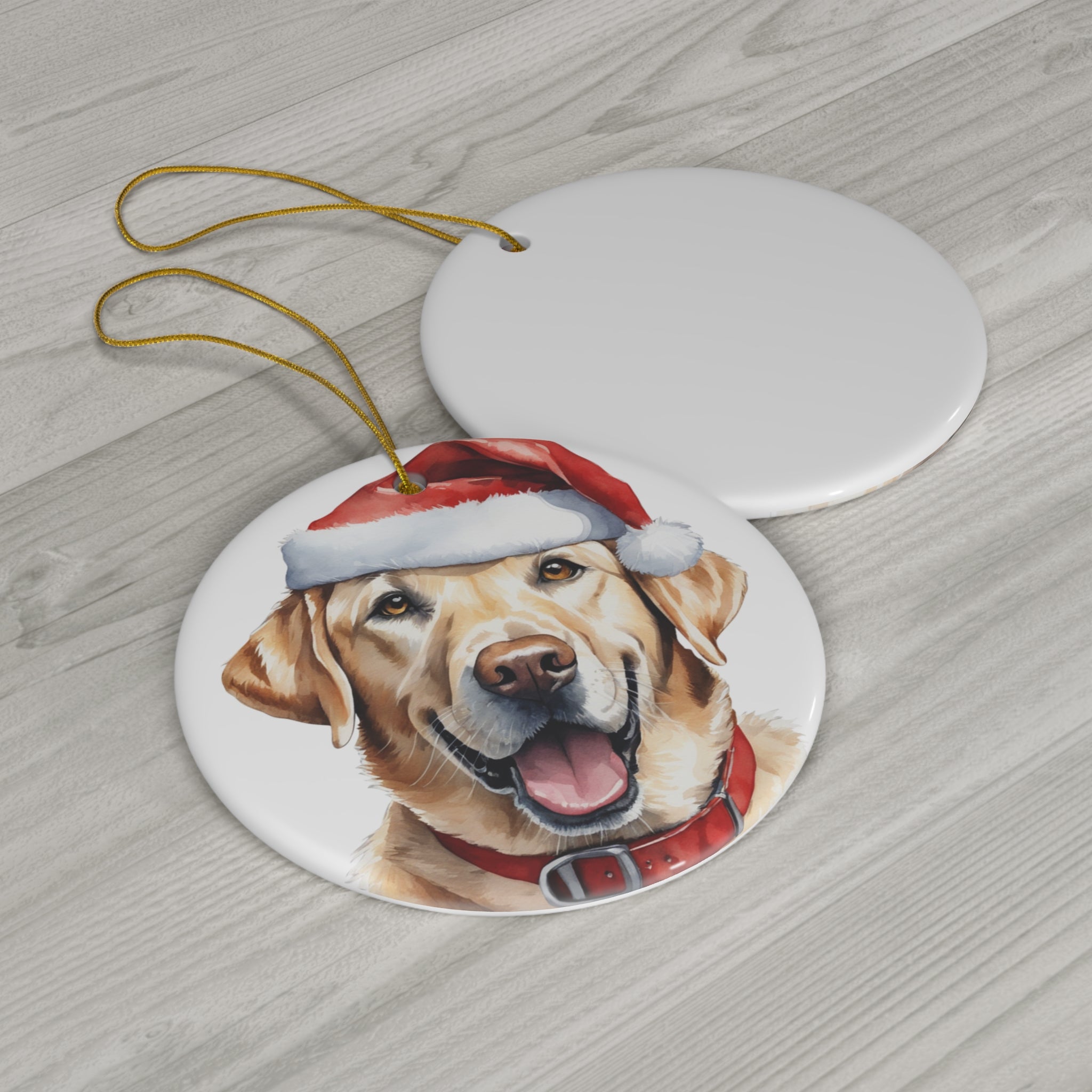 Ceramic Ornament - Labrador Retriever With Santa Hat      Item #6898911