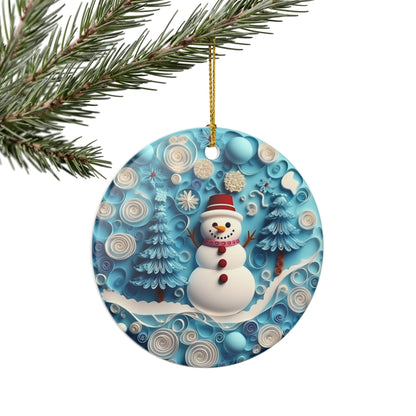 Snowman Winter Wonderland Ceramic Christmas Ornament   Item #9385