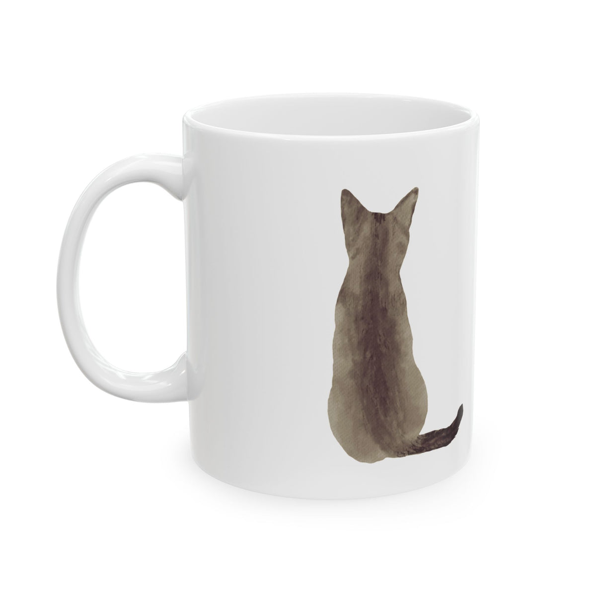 Cat Silhouette Ceramic Mug 11oz — Minimalist Cat Lover Coffee Cup   Item #522809