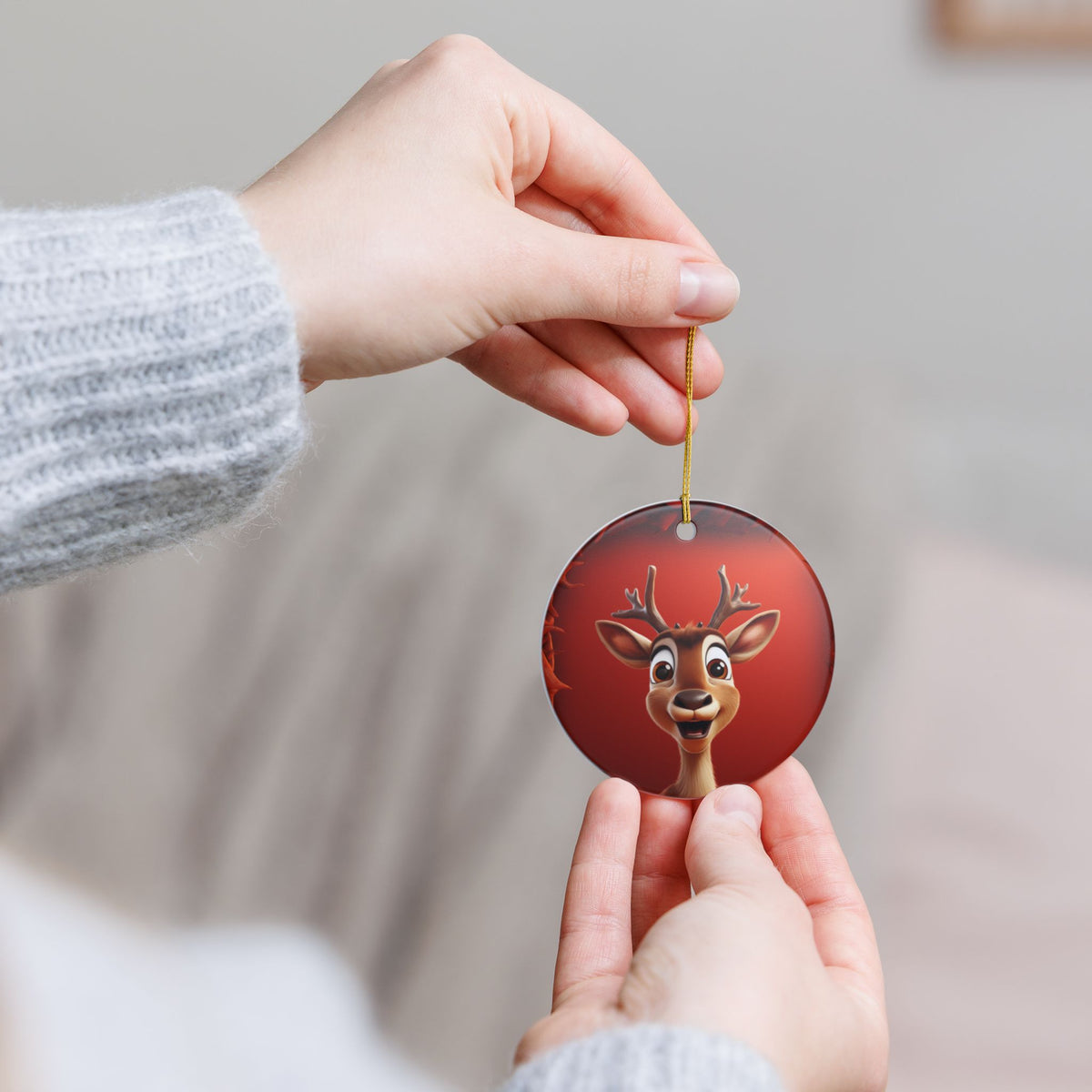 Cheerful Reindeer Christmas Ornament   Item #523417