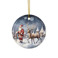 Santa With Reindeer Ceramic Ornament          Item #3882337 - Buckshot's Bargain Barn