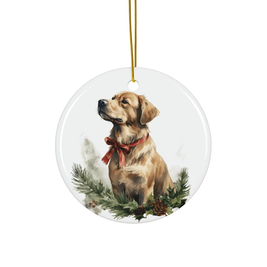 Christmas Dog Ceramic Disc Ornament            Item #173129