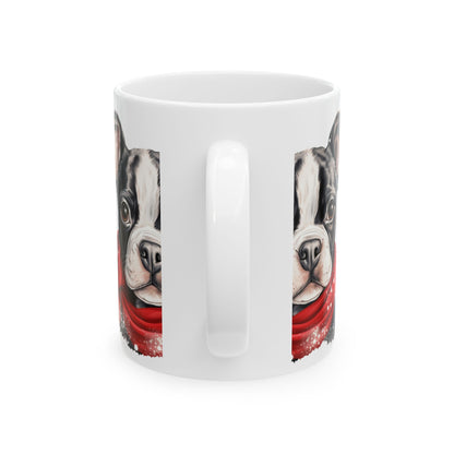 Boston Terrier in Red Scarf Ceramic Mug 11oz  Item #343997