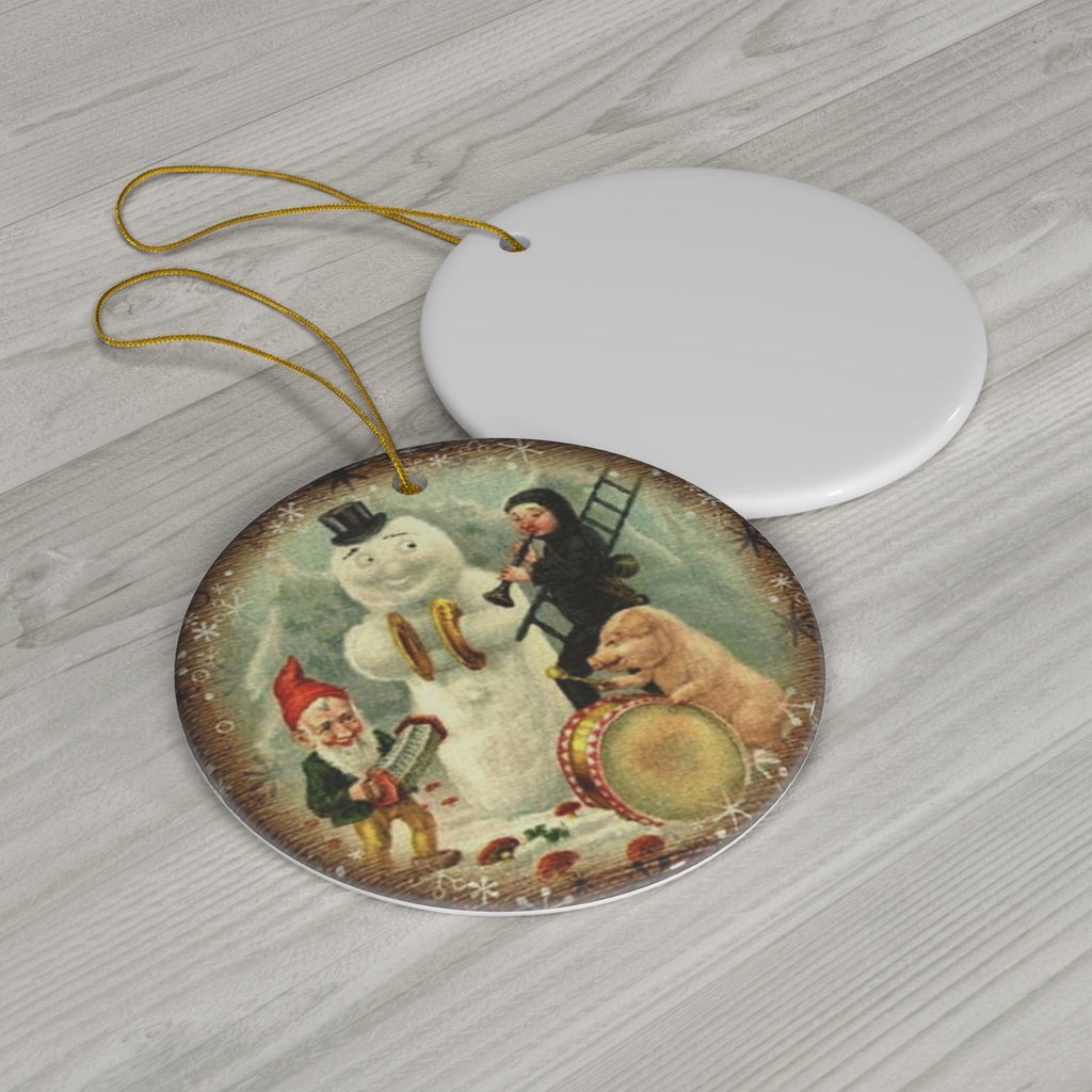 Snowman Ceramic Disc Ornament      Item #6542569