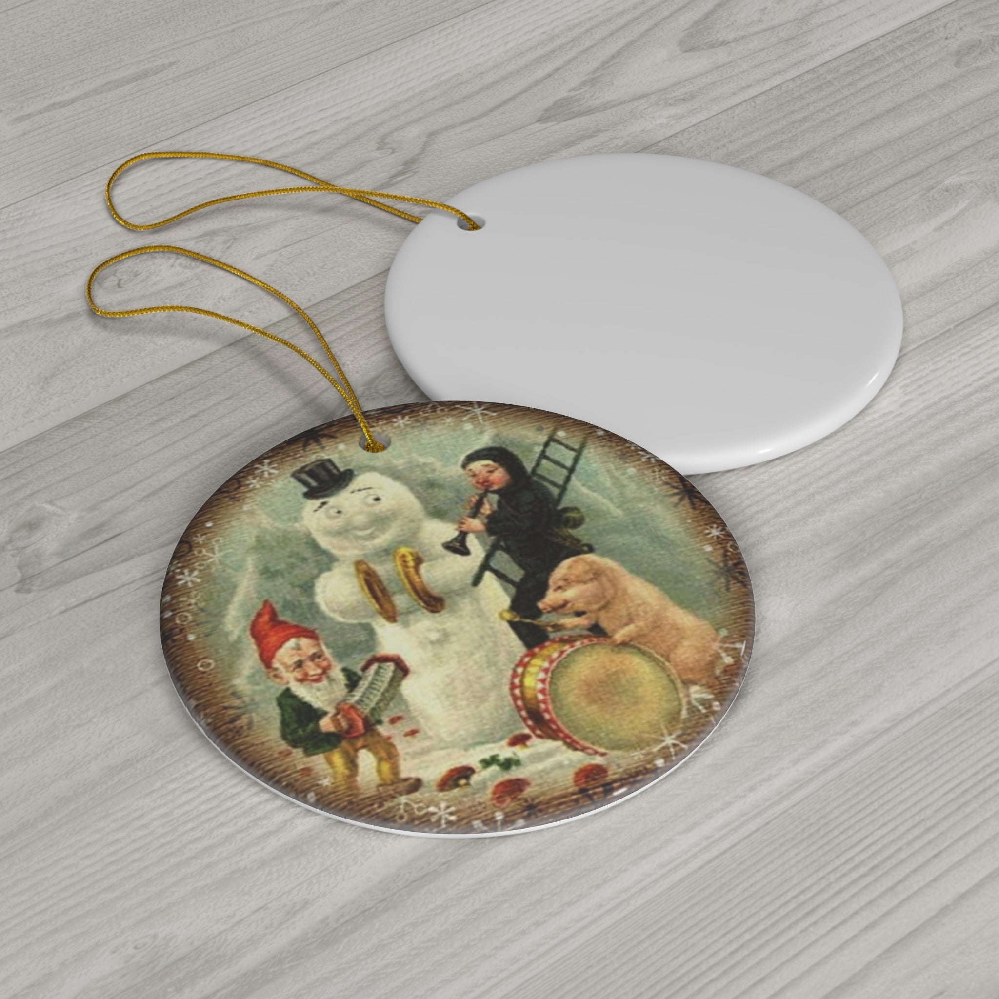 Snowman Ceramic Disc Ornament      Item #6542569