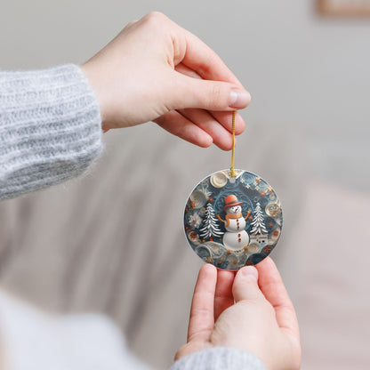 Ceramic Snowman Christmas Ornament   Item #31868