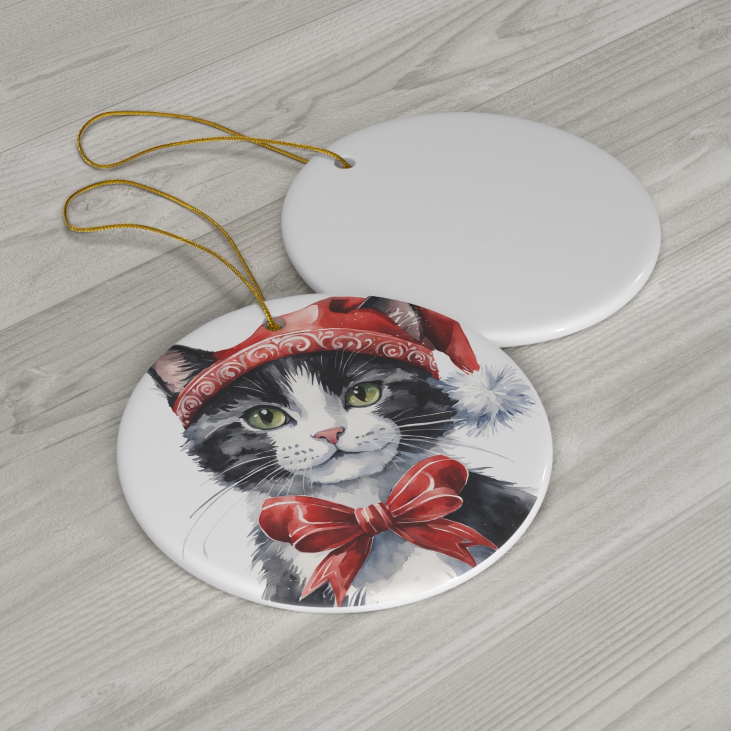 Ceramic Ornament - Christmas Cat     Item #512207