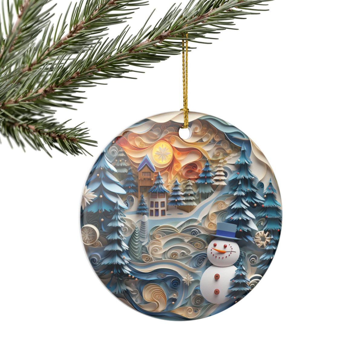 Winter Wonderland Snowman Ceramic Ornament   Item #27736