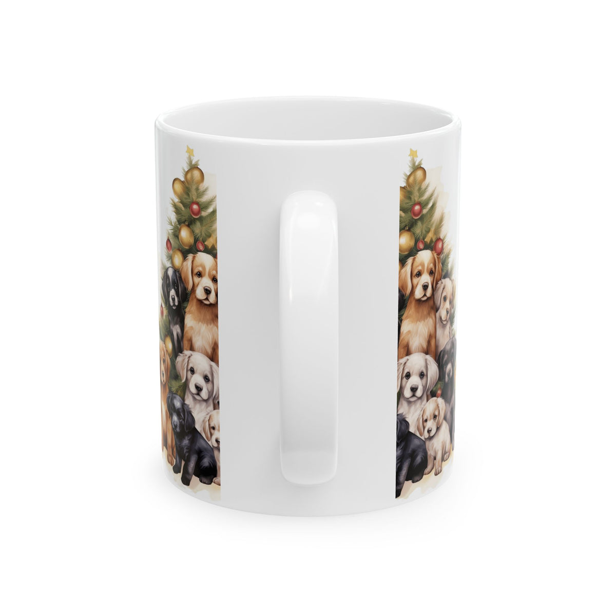 Christmas Puppy Tree Mug — Cute Holiday Puppies Ceramic Coffee Cup 11oz  Item #474054