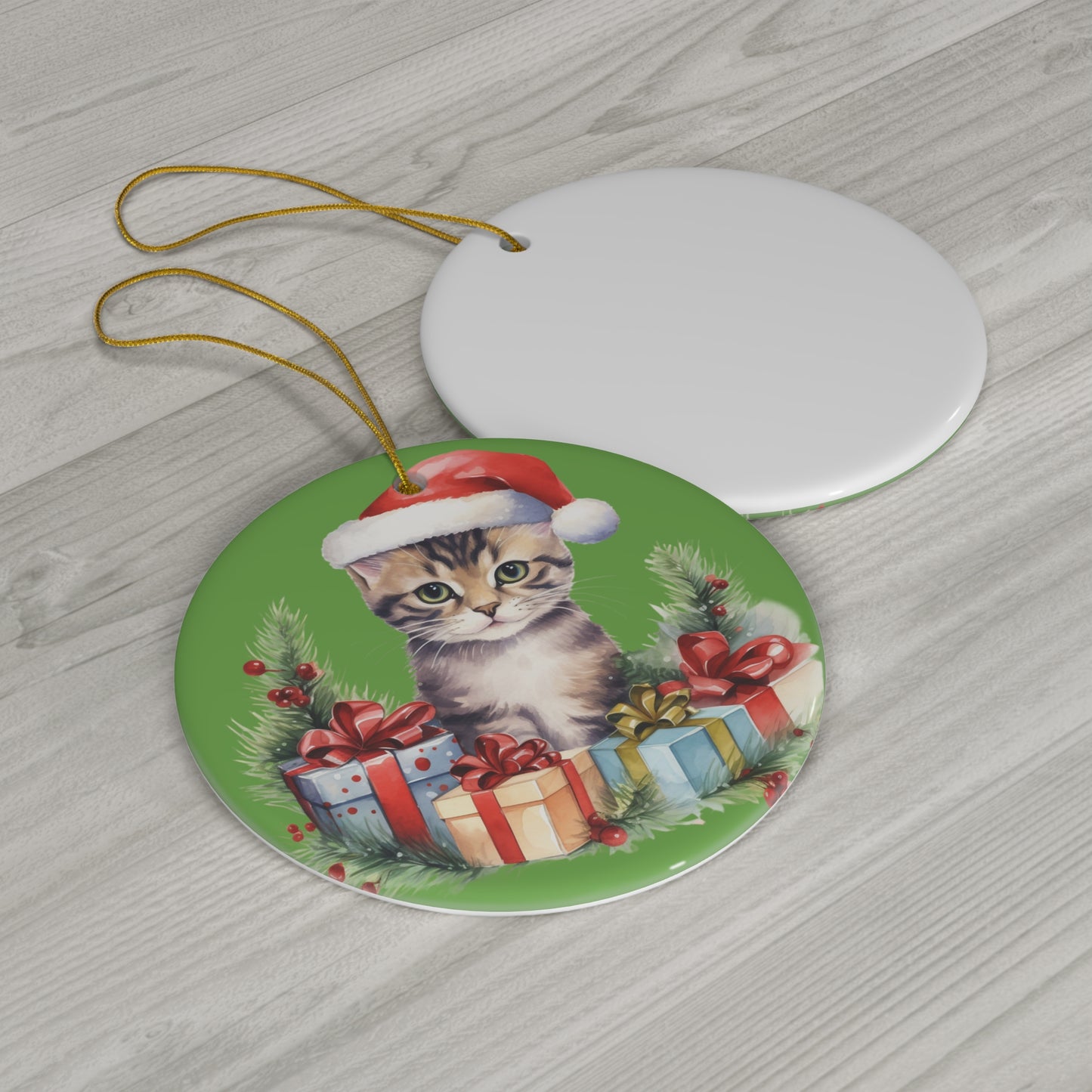 Ceramic Ornament - Christmas Cat      Item #2856696