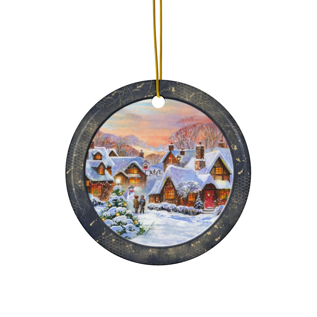 Winter Scene Ceramic Disc Ornament       Item #2537902 - Buckshot's Bargain Barn