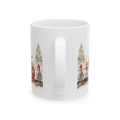 Holiday Friends Ceramic Mug — Cozy Winter Family Scene 11oz   Item #812654