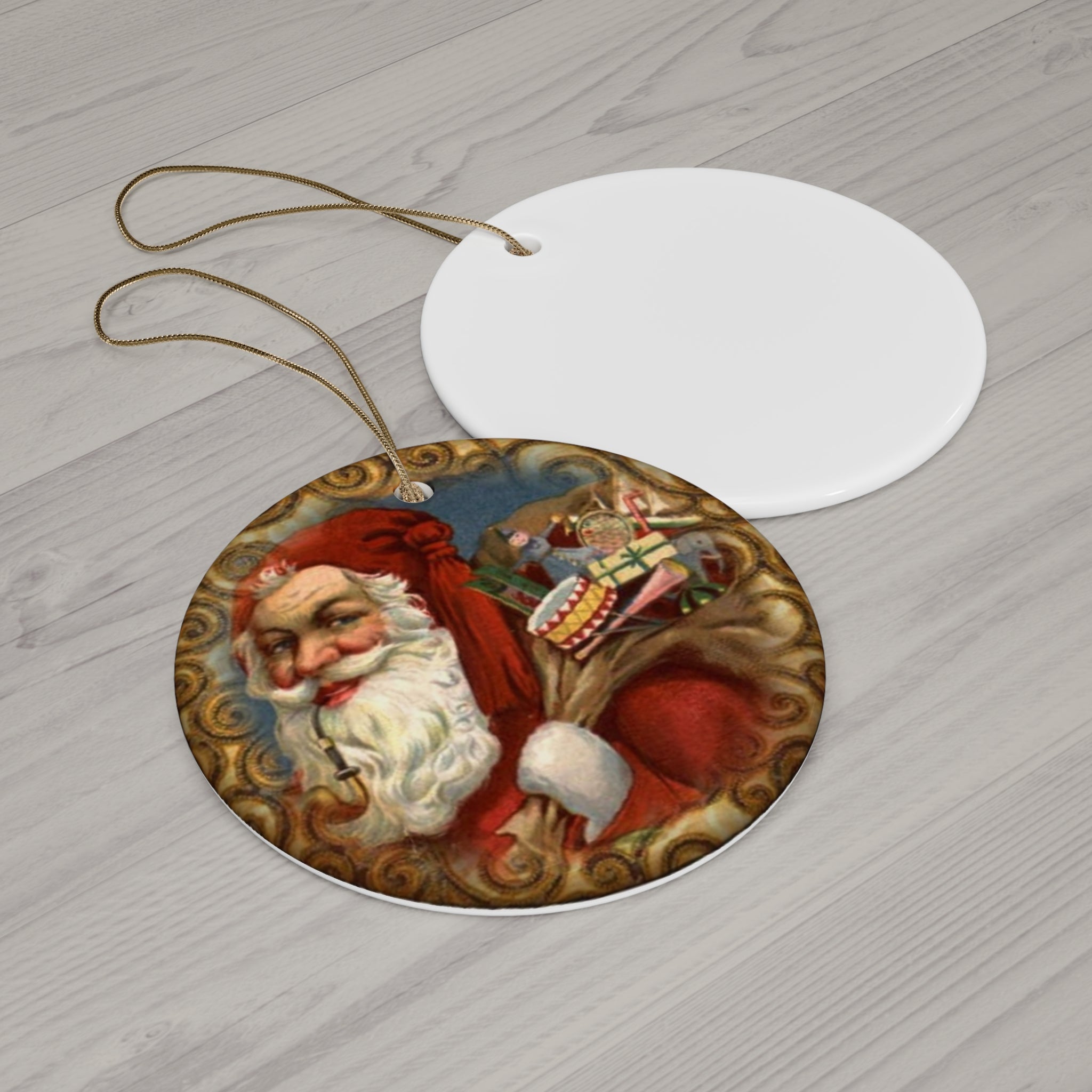 Santa Ceramic Disc Ornament        Item #7878022 - Buckshot's Bargain Barn