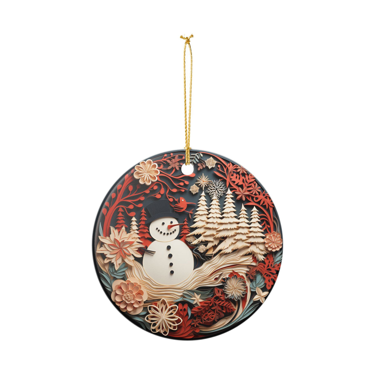 Snowman Winter Wonderland Ceramic Ornament    Item #99778