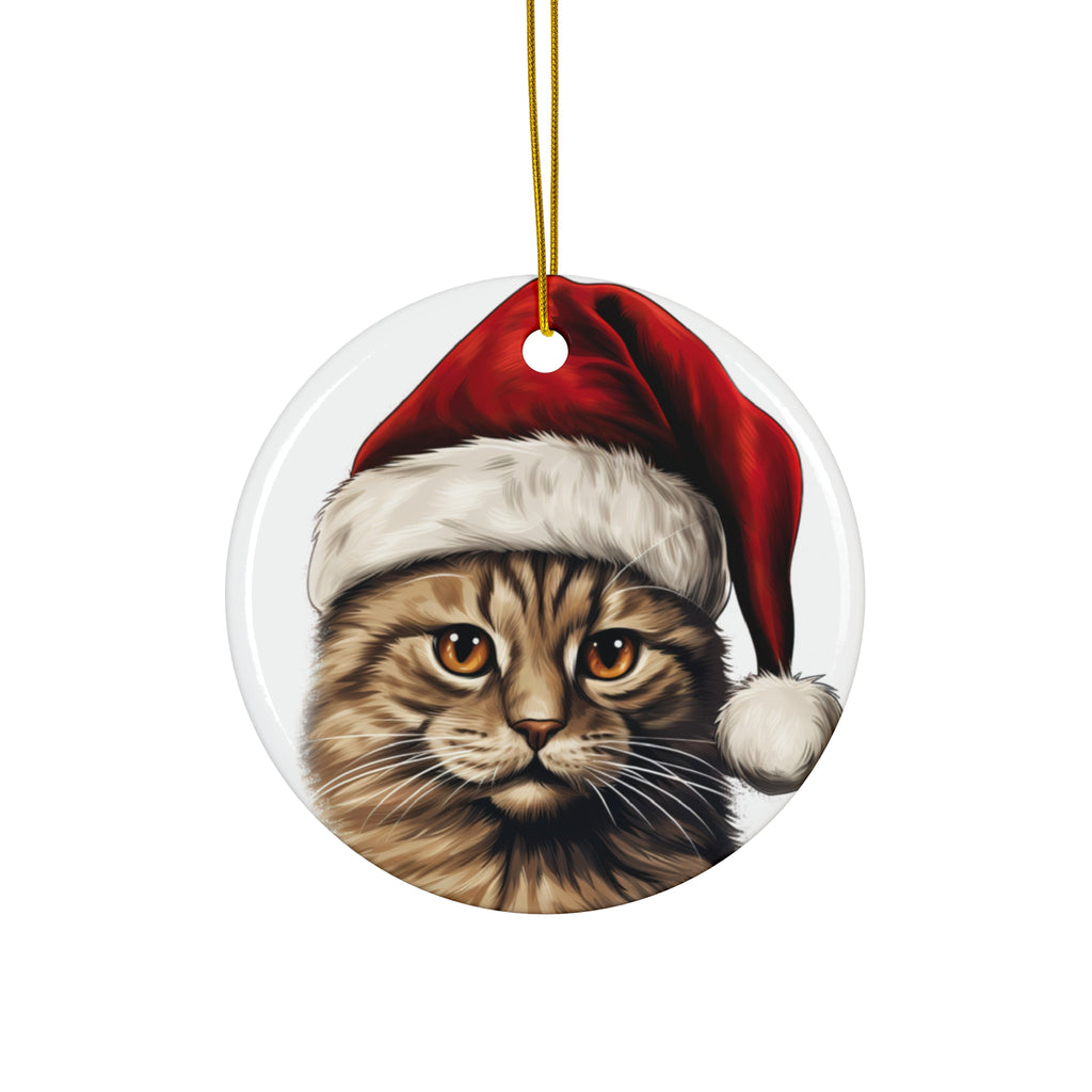 Ceramic Ornament - Selkirk Rex Kitten With Santa Hat      Item #3123692 - Buckshot's Bargain Barn