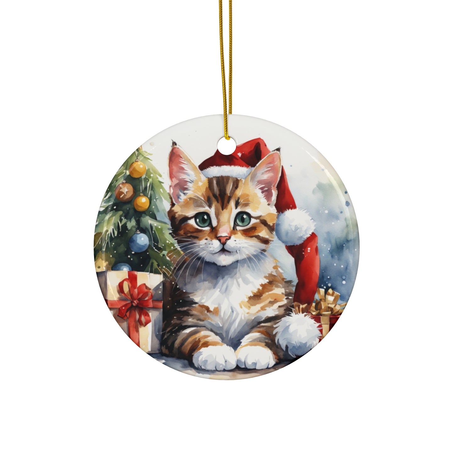 Ceramic Ornament - Christmas Cat     Item #3230228