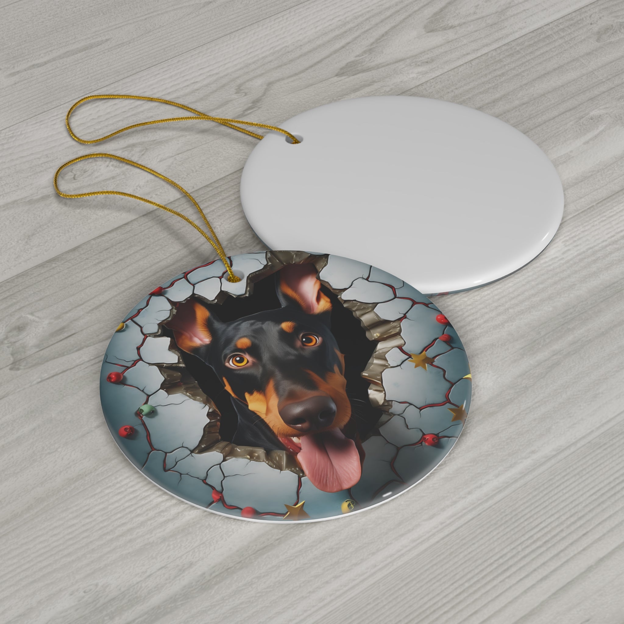CERAMIC ORNAMENT - 3D CHRISTMAS DOG        Item #3303318