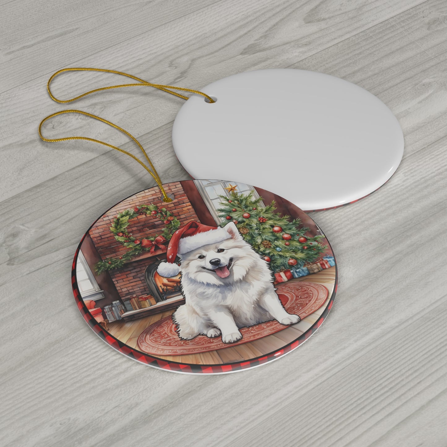 Ceramic Ornament - American Eskimo Christmas Dog      Item #3197221