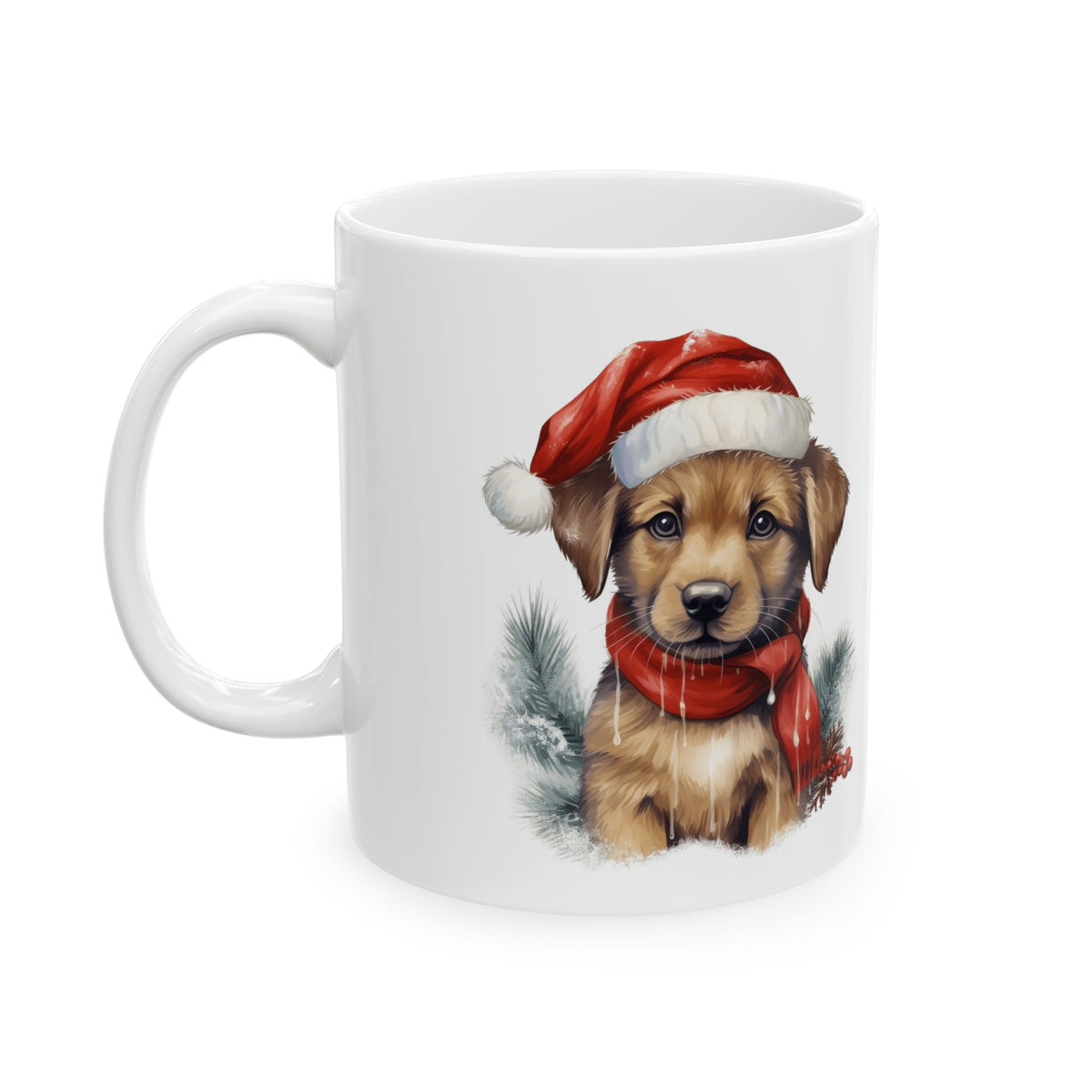Christmas Puppy Mug — Festive Dog Holiday Ceramic Coffee Cup 11oz   Item #501473