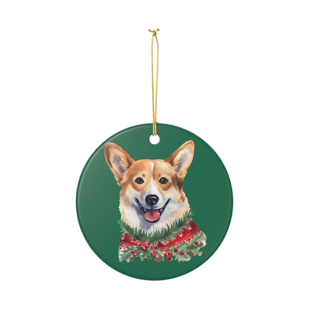 Christmas Corgi Ceramic Ornament   Item #638788