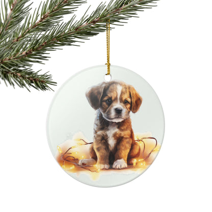 Adorable Puppy Christmas Ceramic Ornament   Item  #587767
