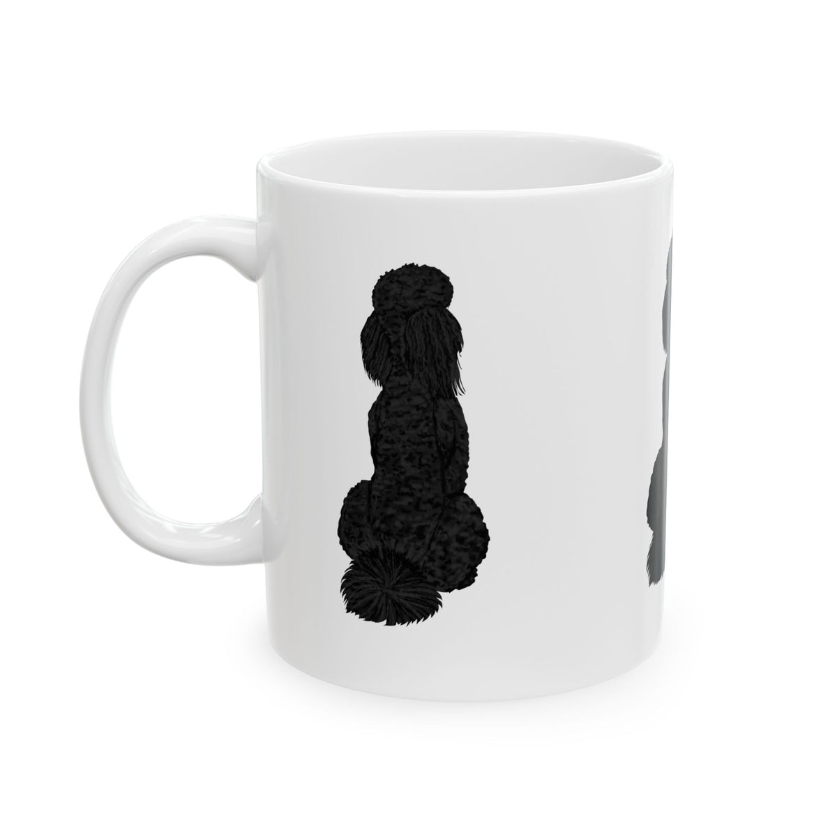 Black Pom-Pom Poodle Ceramic Mug — Cute Dog Silhouette Coffee Cup  11oz   Item #540028