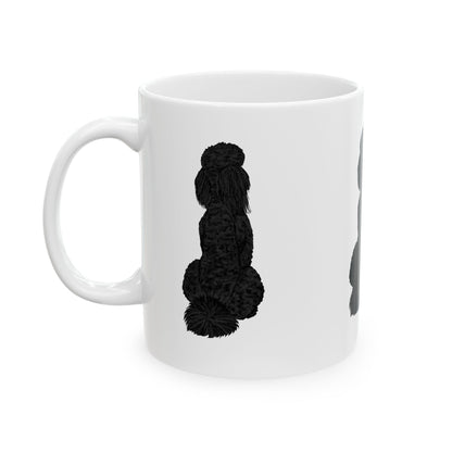 Black Pom-Pom Poodle Ceramic Mug — Cute Dog Silhouette Coffee Cup  11oz   Item #540028