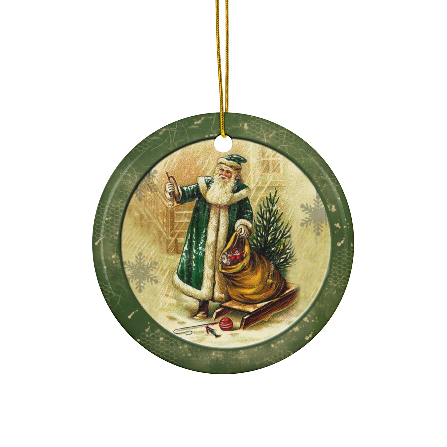 Santa Ceramic Disc Ornament       Item #9165589