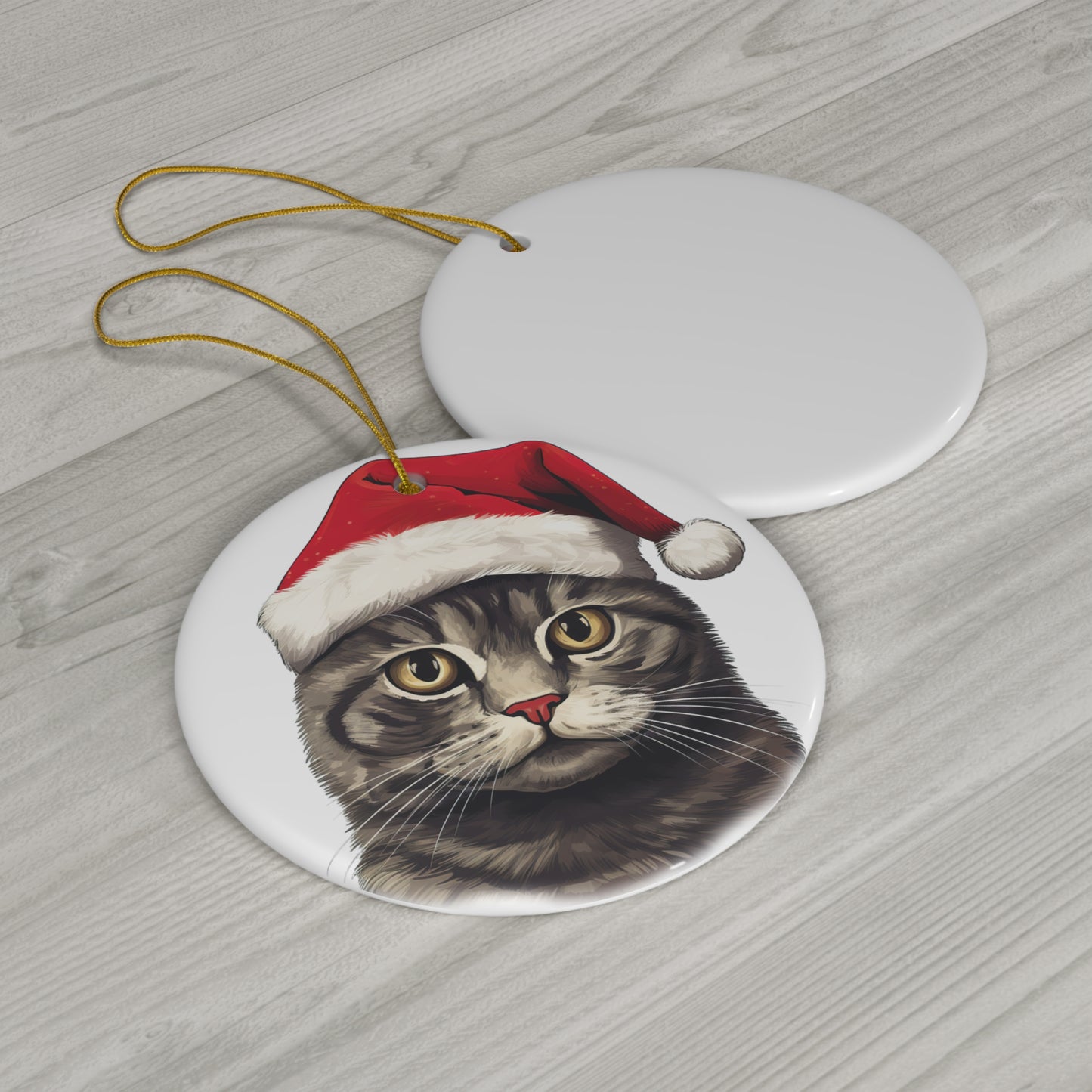 Brazilian Shorthair Cat With Santa Hat Ceramic Ornament       Item #3020753