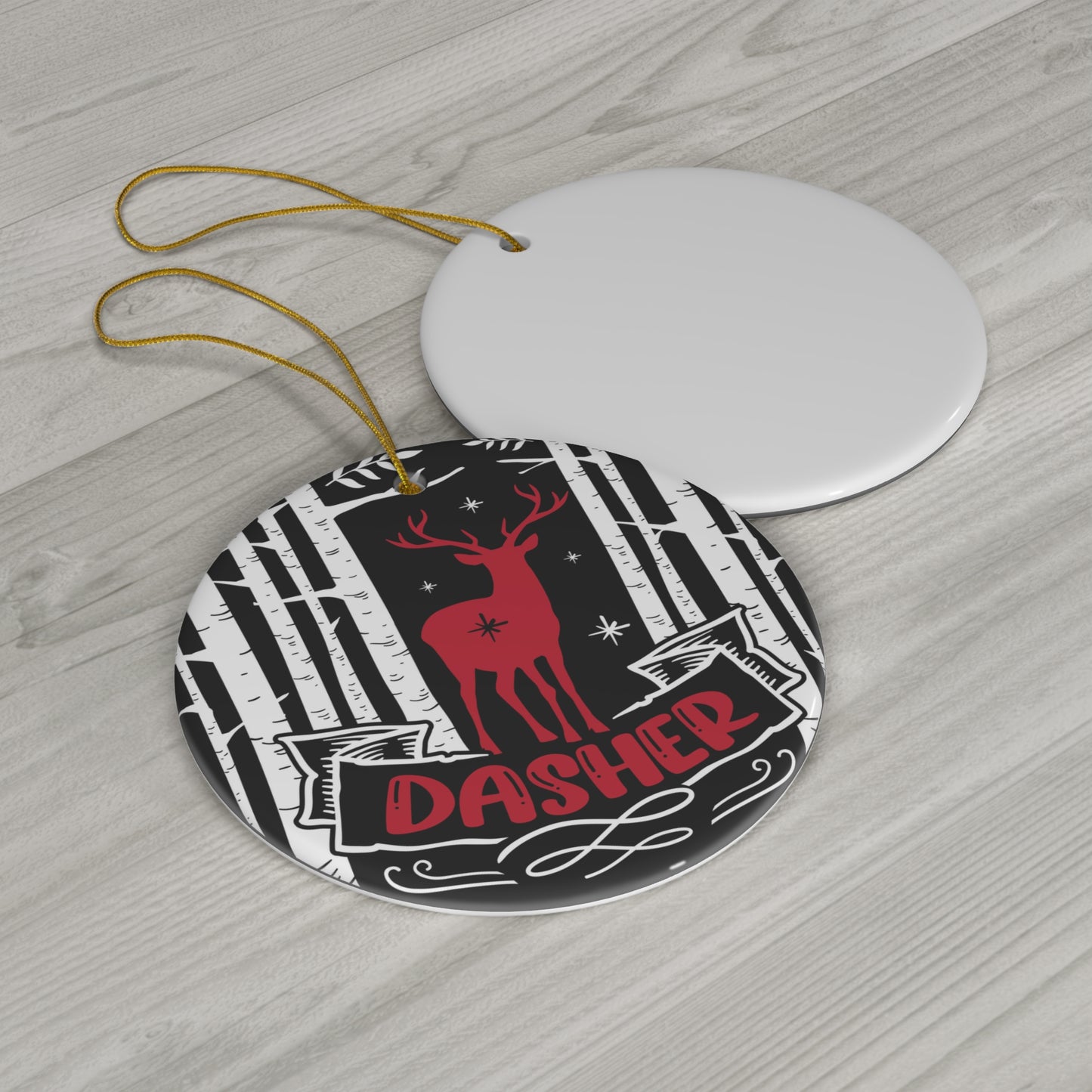 Dasher Ceramic Disc Ornament       Item #5755594