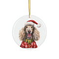Dog With Christmas Sweater Ceramic Disc Ornament         Item #882112