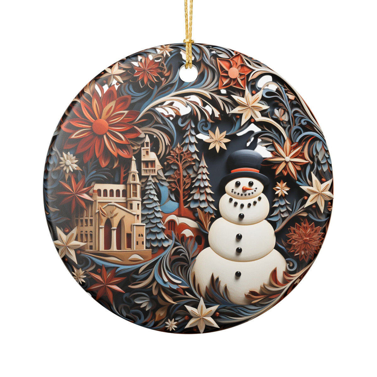 Winter Wonderland Snowman Ceramic Ornament    Item #35272
