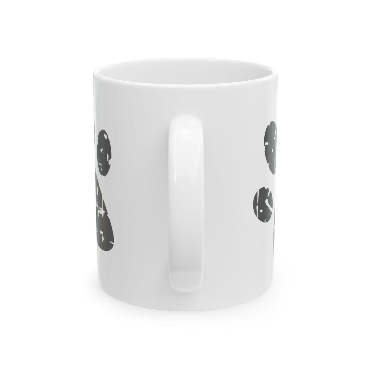 Paws & Pawprints Ceramic Mug — Distressed Black Dog Paw Design 11oz   Item #312384