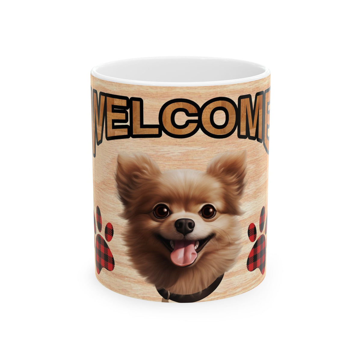 Welcome Puppy Ceramic Mug — Cute Dog Paw Print Coffee Cup 11oz   Item #742011