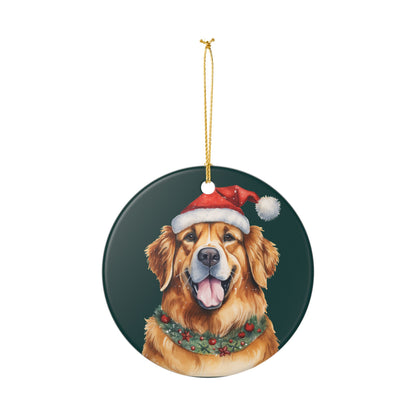 Christmas Golden Retriever Ceramic Ornament   Item #101161