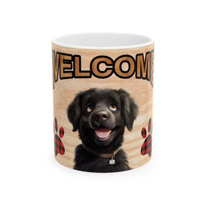 Welcome Puppy Ceramic Mug — Cute Dog Paw Print Coffee Cup 11oz   Item #376936