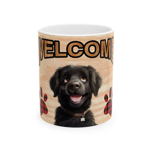 Welcome Puppy Ceramic Mug — Cute Dog Paw Print Coffee Cup 11oz   Item #376936