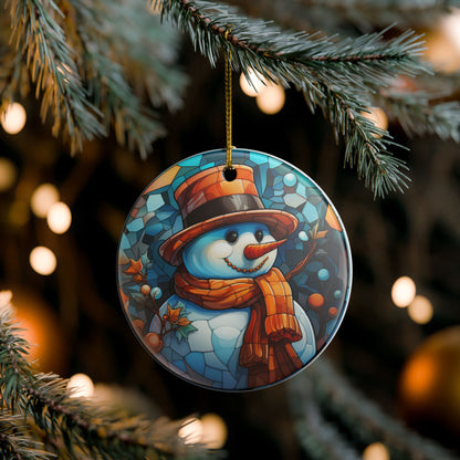 Ceramic Snowman Christmas Ornament     Item #11835