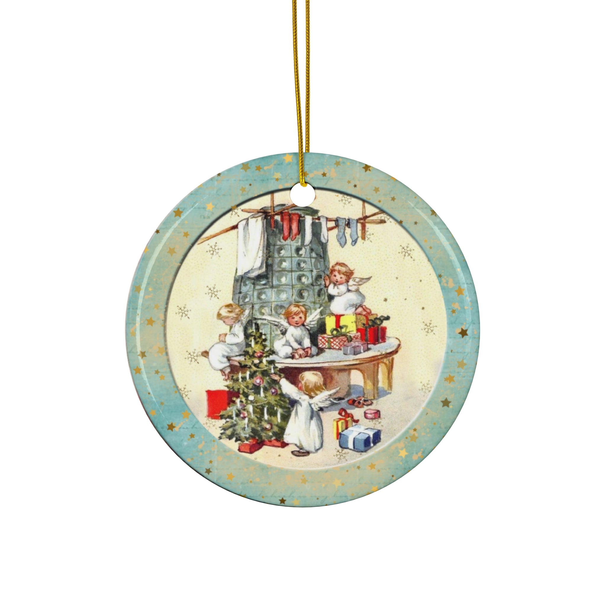 Christmas Scene Ceramic Disc Ornament         Item #3470562 - Buckshot's Bargain Barn
