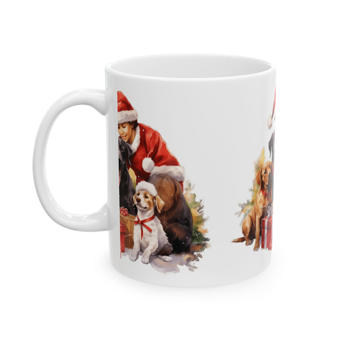 Christmas Dog Mug – Santa Boy with Puppies Holiday Ceramic Coffee Cup 11oz  Item #59981