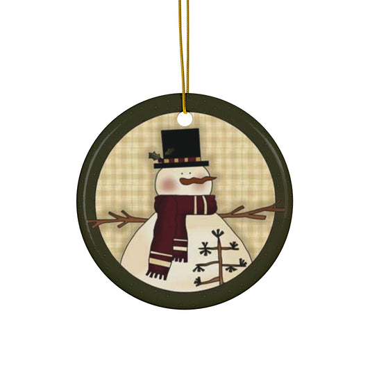 Snowman Ceramic Disc Ornament       Item #3506766