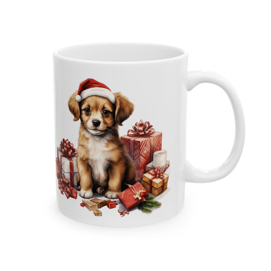 Christmas Dog Sitting By Presents Christmas Mug 11oz   Item #785908
