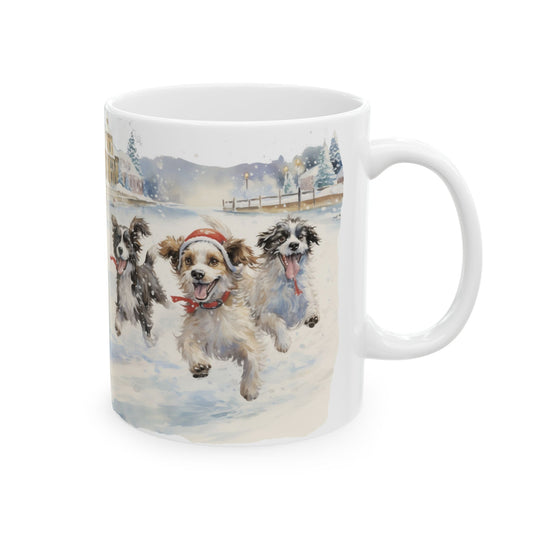 Winter Dogs In Snow Ceramic Mug 11oz  Item #320891