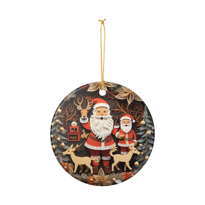 Santa and Reindeer Christmas Ceramic Ornament    Item #992899