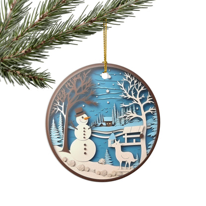Winter Wonderland Snowman Ceramic Ornament    Item #674522