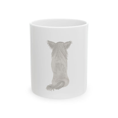 Dog Silhouette Ceramic Mug — Back View Sketch Coffee Cup 11oz    Item #1045