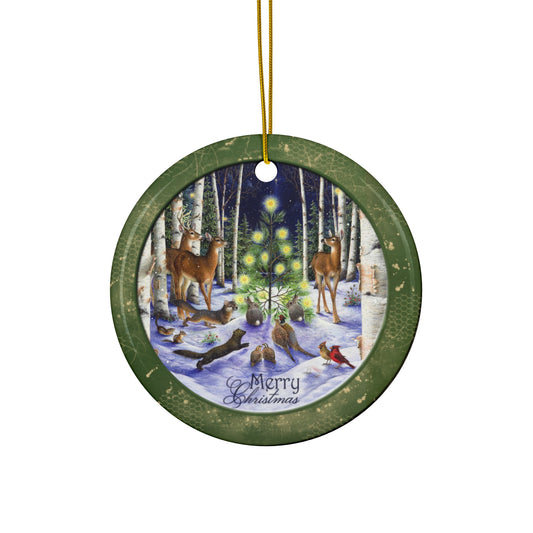 Winter Scene Ceramic Disc Ornament - Winter Scene     Item #962325