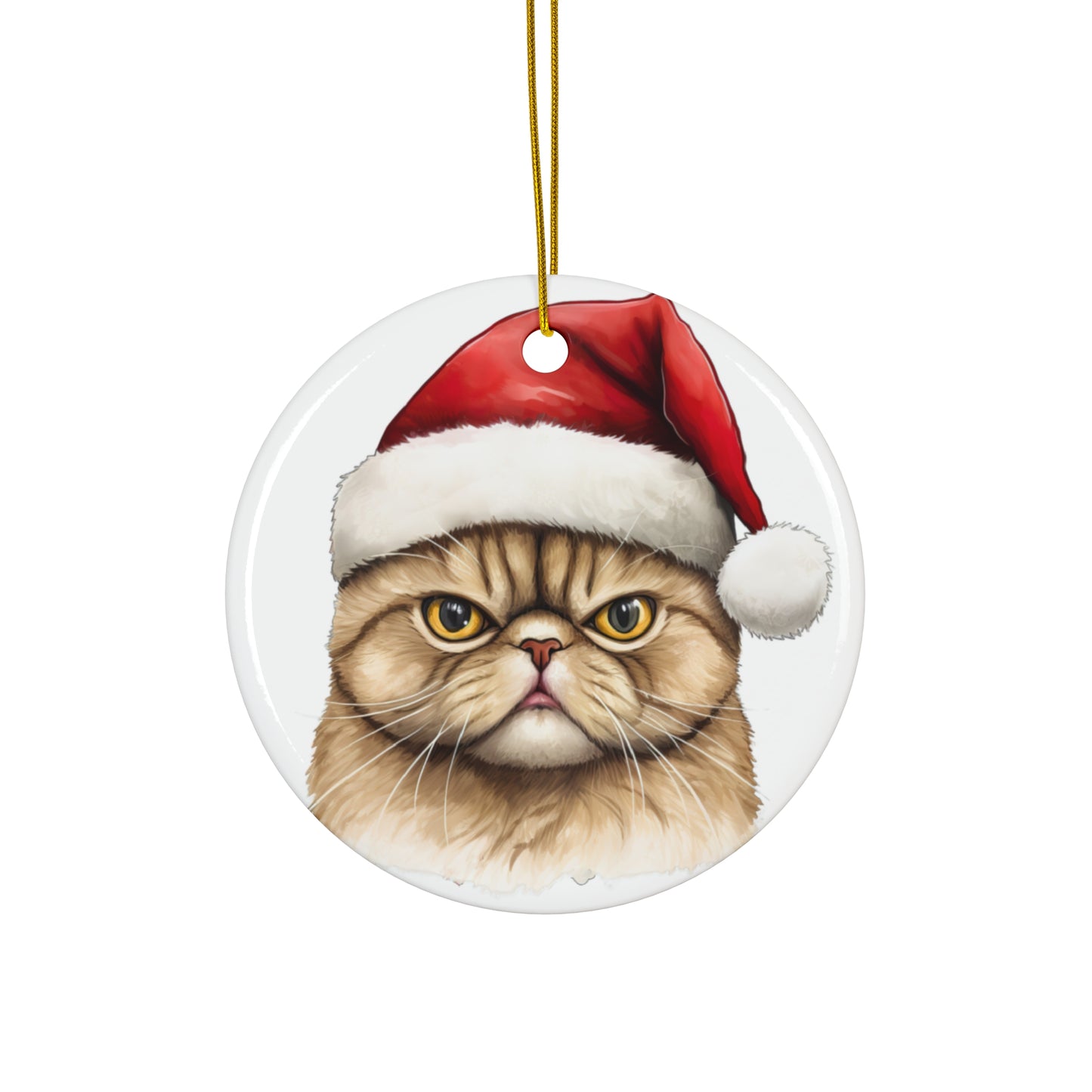 Exotic Shorthair Cat With Santa Hat Ceramic Ornament     Item #9290785